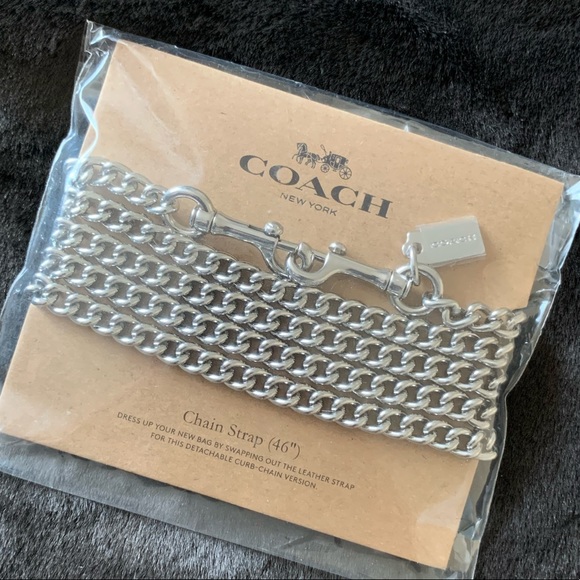 NEW! COACH Chain Strap Silver Metal New With Tag GORGEOUS